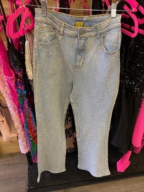 Daisy Light Blue Crystal-Embellished Cropped Jeans